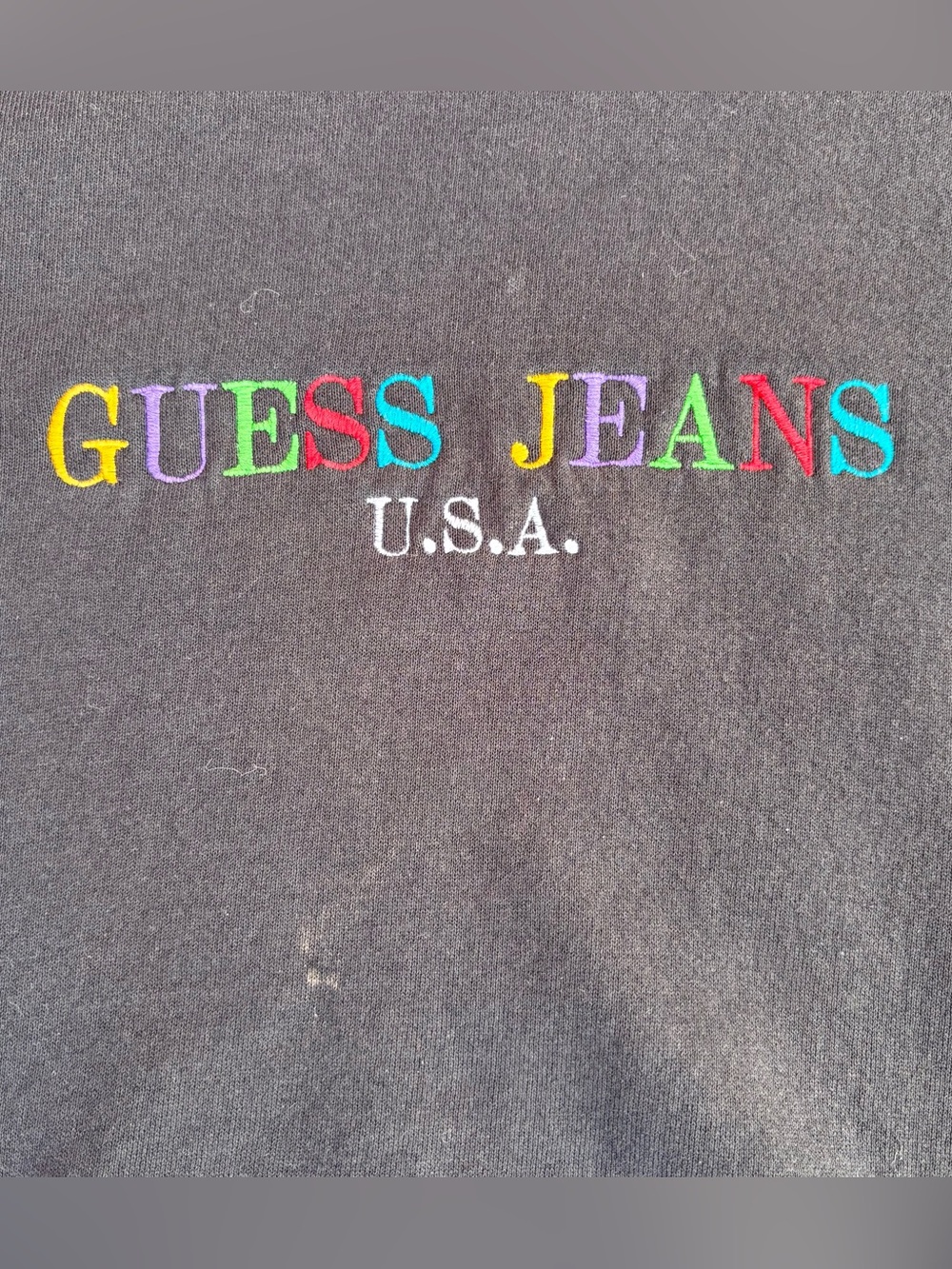 Vintage 90s Guess Jeans USA Embroidered Crewneck Sweatshirt XL Black Soft